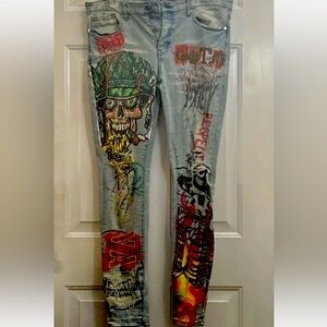 GFTD Los Angeles Anxiety Skull Smoke Pain Gain Vibes Savage Size 38x33 Stretch
